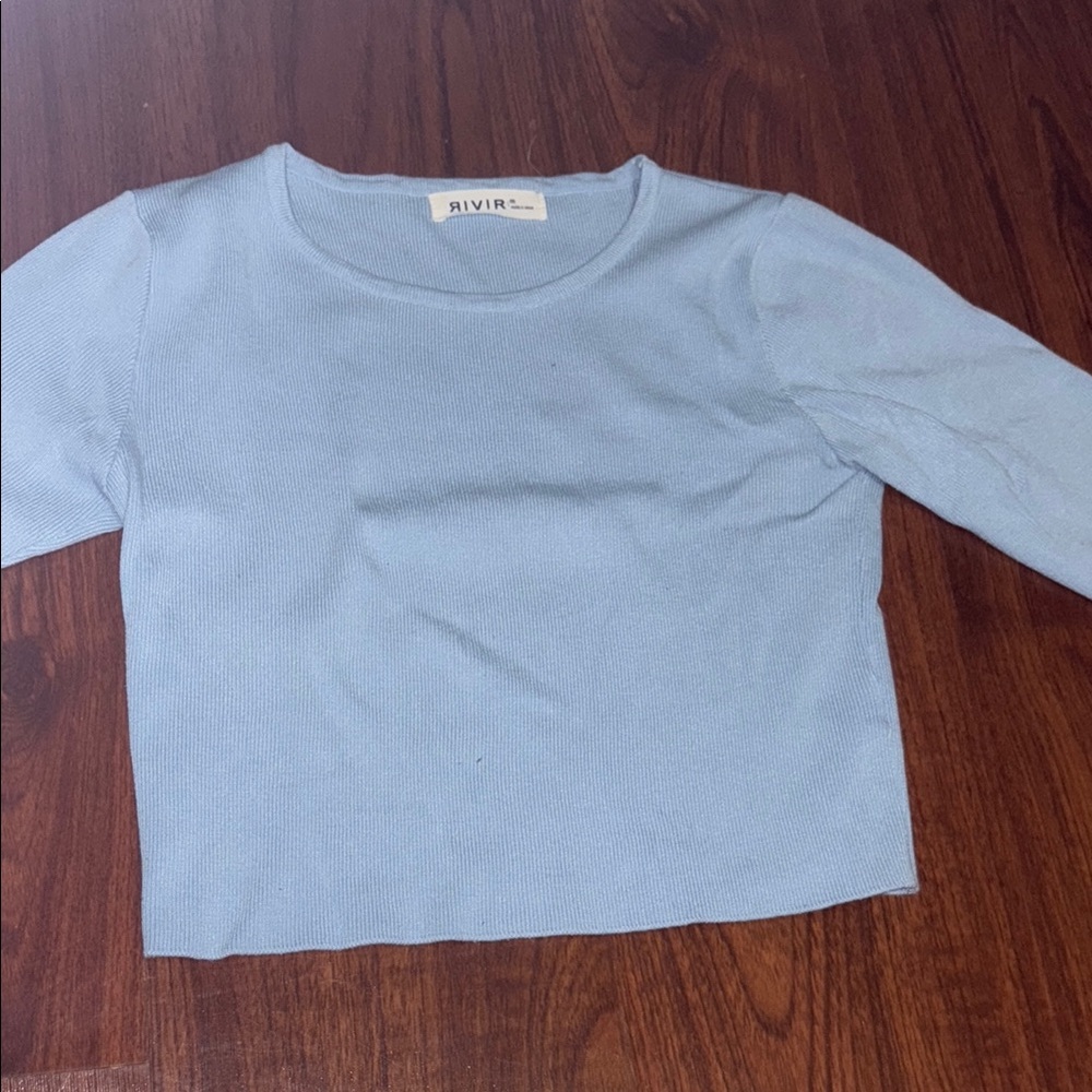 Rivir Light Blue Cropped Top
